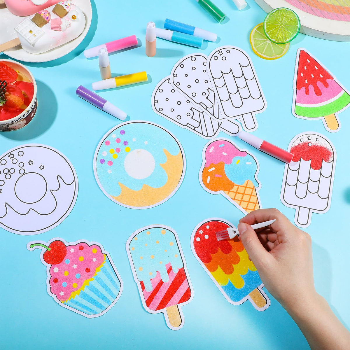VercanMonth sand art donut pattern – colorful DIY activity that enhances coloring skills.