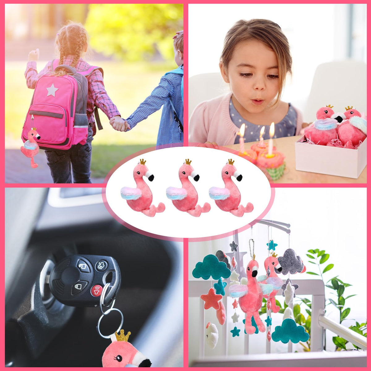 VercanMonth travel-friendly flamingo pendant on a backpack