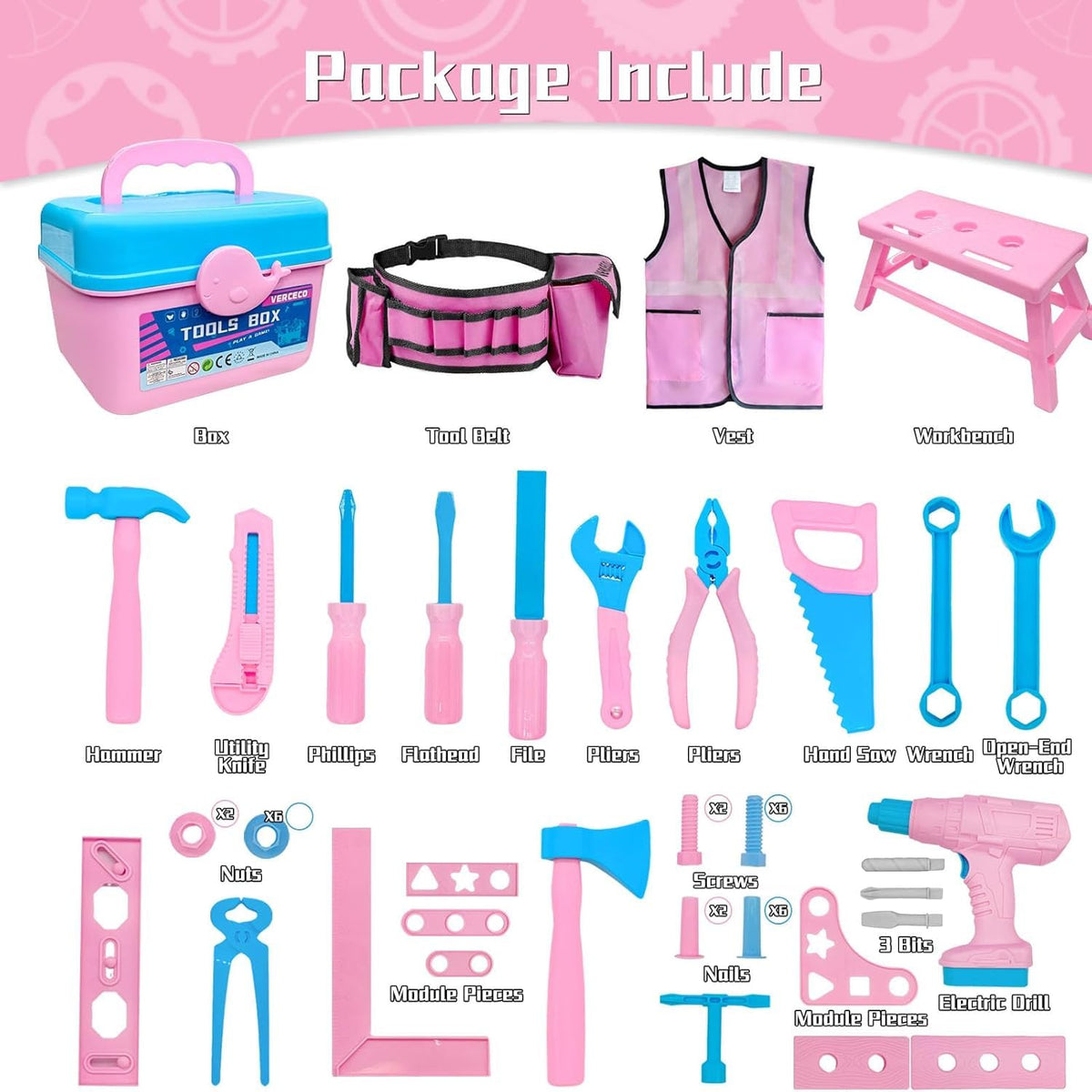 Verceco colorful tools inspiring creative construction play