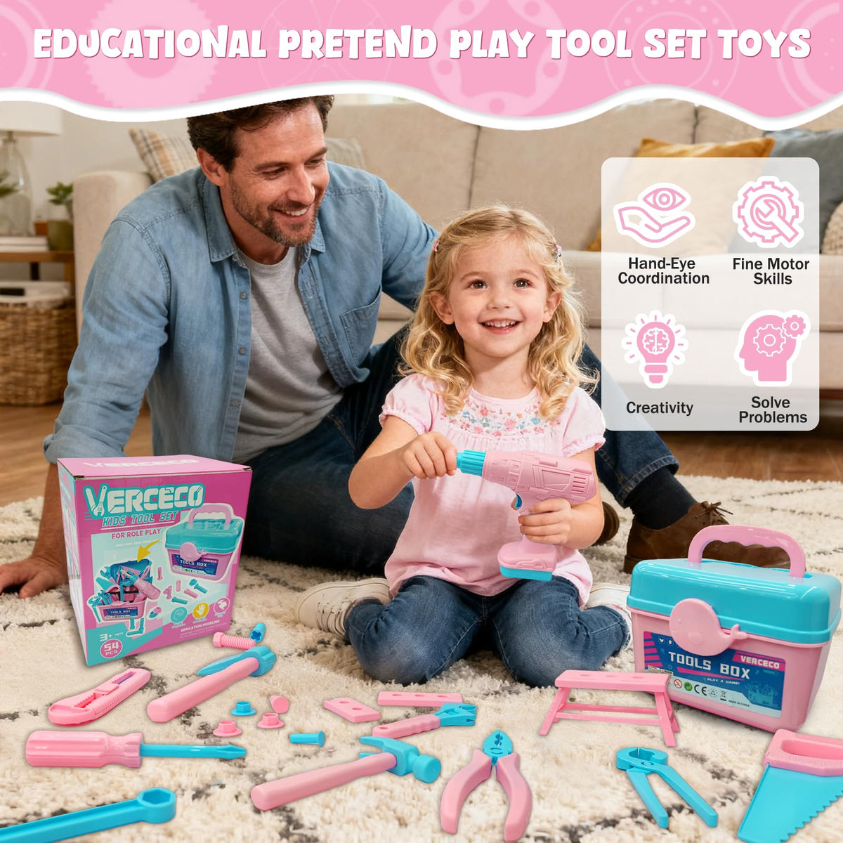 Verceco spinning drill feature highlighting realistic pretend play