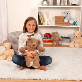 Vermont Teddy Bear 18-inch brown Easter gift setup, romantic surprise.