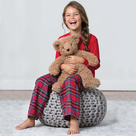 Vermont Teddy Bear 18-inch brown soft fur hug-ready body for bedtime comfort.