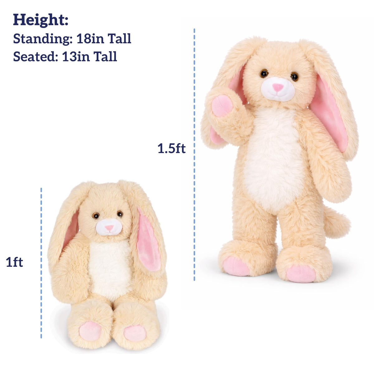Vermont Teddy Bear Easter Bunny Plush 18 Inch face detail highlights friendly expression