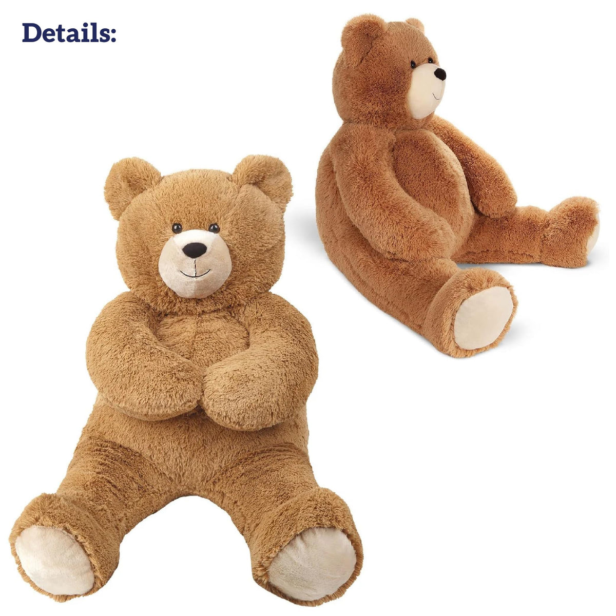 Vermont Teddy Bear giant 4 ft free repairs card signals ongoing care.