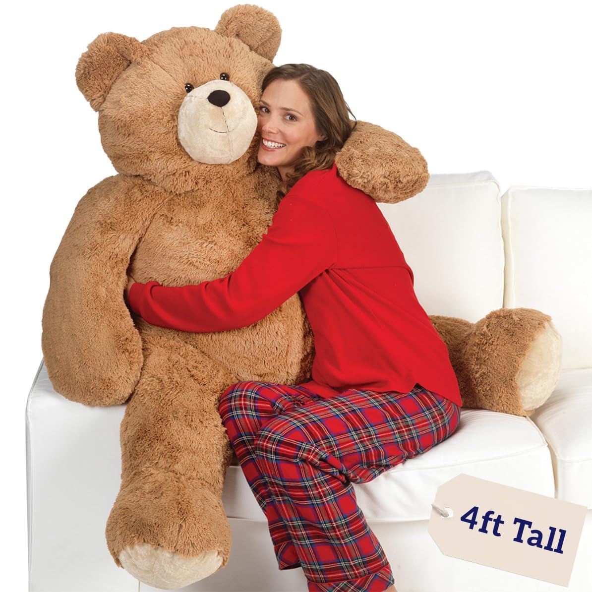 Vermont Teddy Bear giant 4 ft front view ready for cuddles.