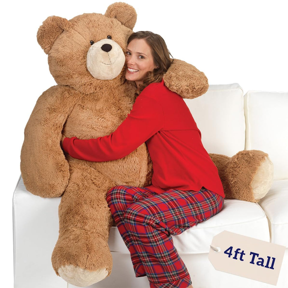 Vermont Teddy Bear giant 4 ft front view ready for cuddles.