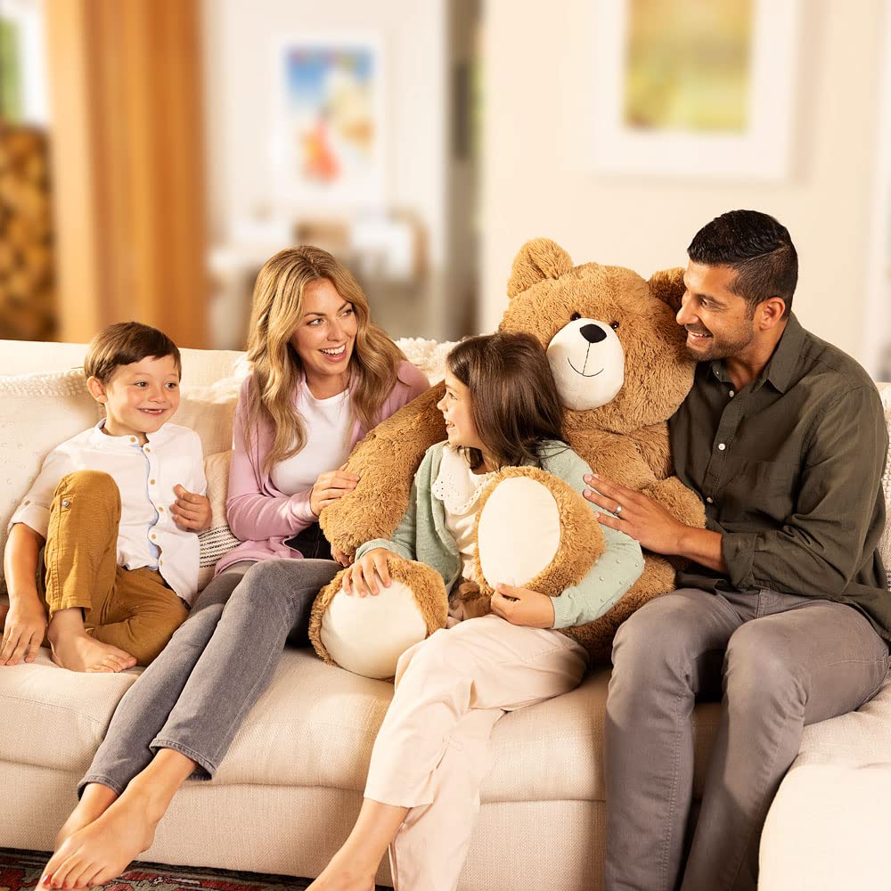 Vermont Teddy Bear giant 4 ft plush fur close-up reveals ultra-soft fabric.
