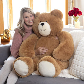 Vermont Teddy Bear giant 4 ft ready to hug, oversized cozy companion.