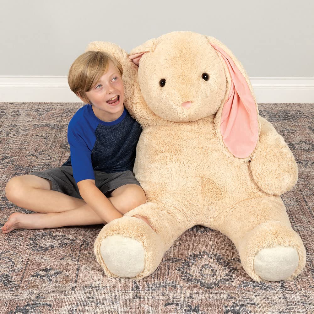 Baby-friendly display of the 4-foot bunny in a nursery setup