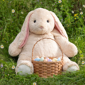 Close-up of the soft fur on the giant Easter Bunny for gentle snuggles