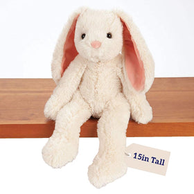Vermont Teddy Bear Ivory Easter Bunny 15-inch plush for cuddling and bedtime snuggles