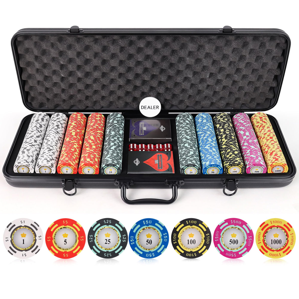Versa Games poker chip case—rugged design for durable home gaming.