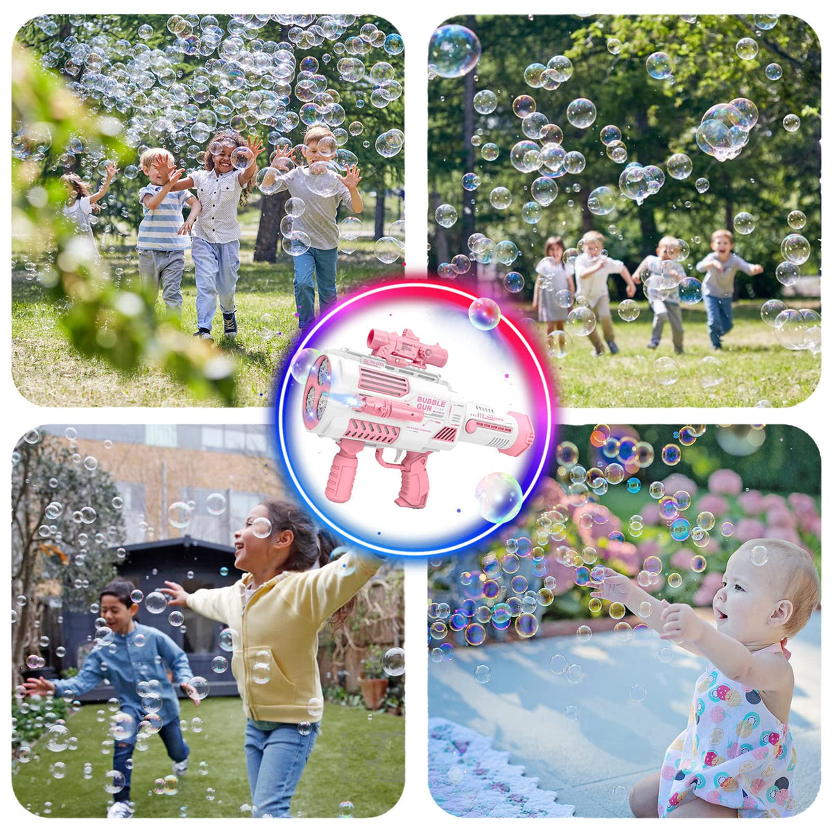 VERSDITAS bubble gun with two rechargeable batteries ready for extended play