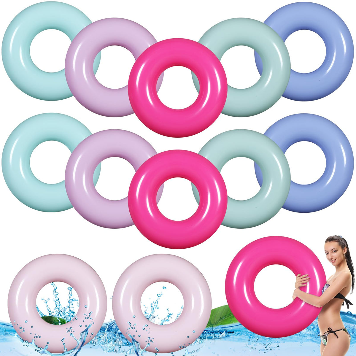 Vertintong 12-pack 28-inch pool floats in Morandi colors for relaxed pool days.