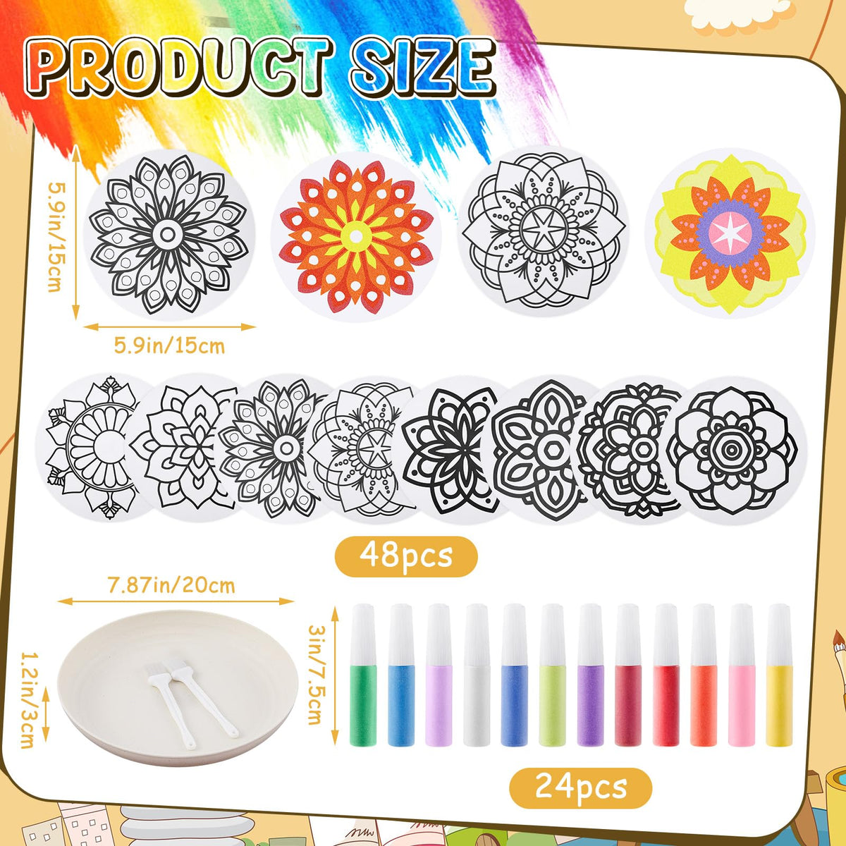 Vertintong 24 colored sand bottles provide rich hues for detailed projects.