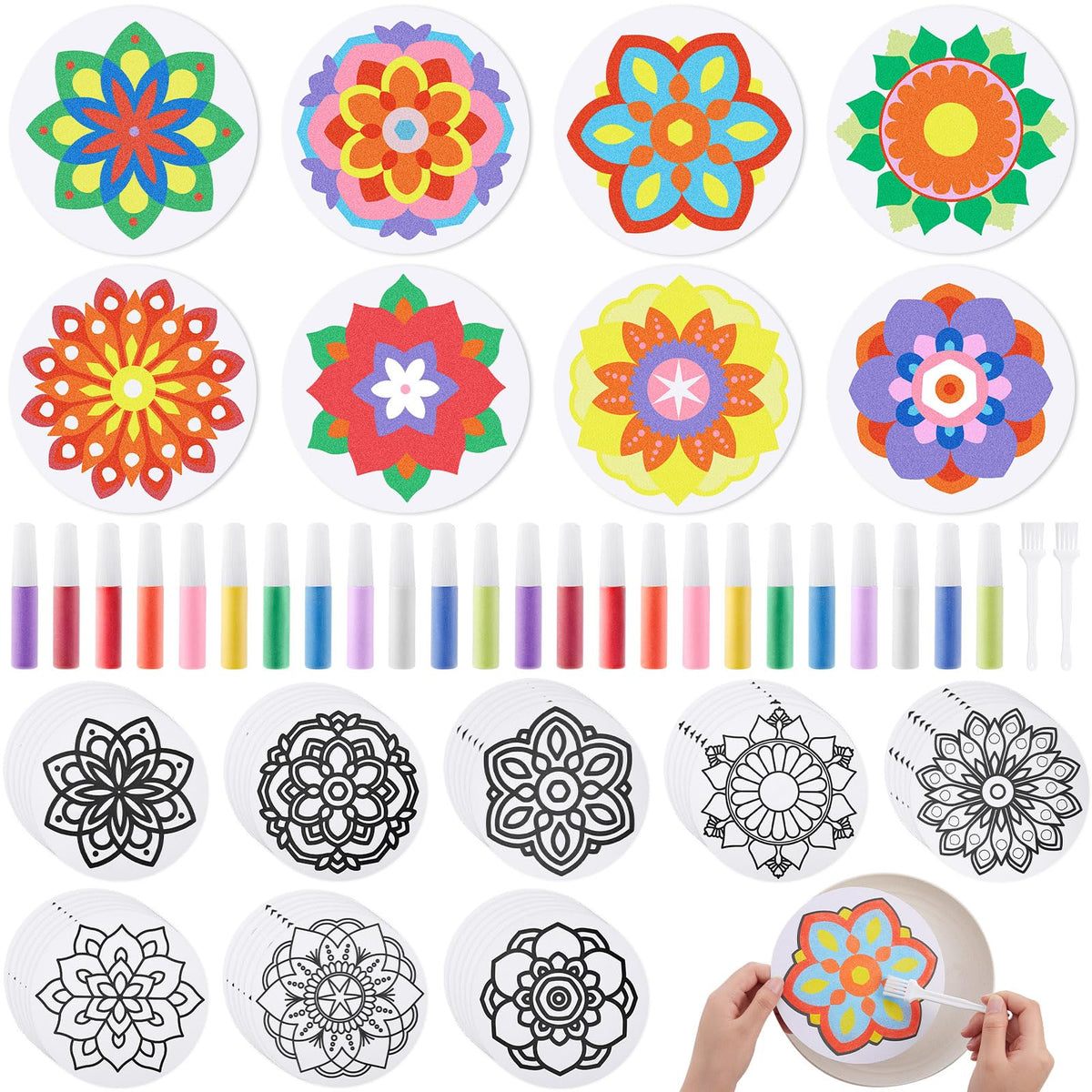 Vertintong 48-pcs sand painting kit ready for vibrant mandala art at home.