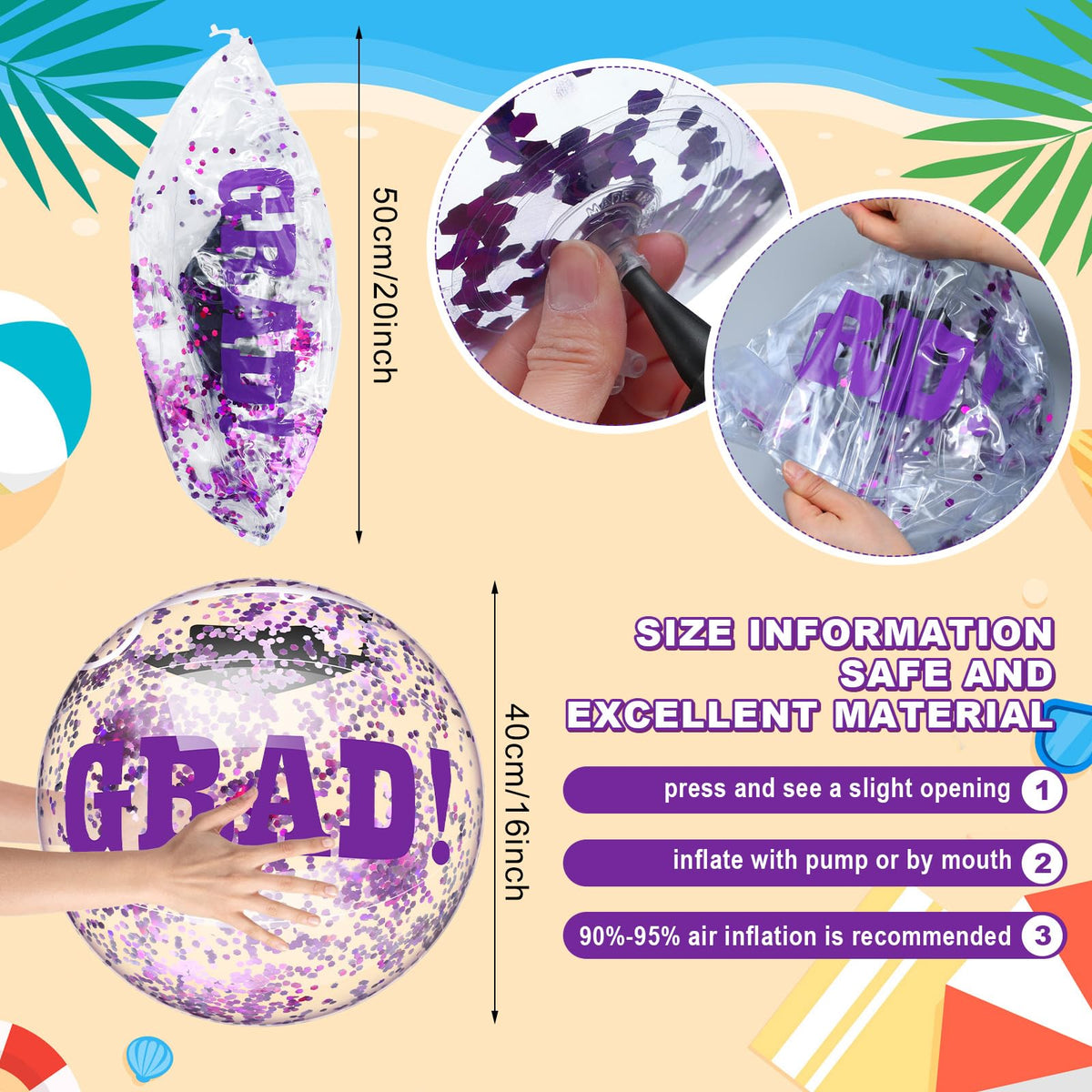 Vertintong grad ball with confetti inside adds festive sparkle
