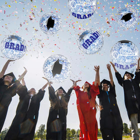 Vertintong grad cap design ball showcases caps and Congrats Grad theme