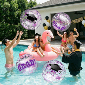 Vertintong grad ball shows Congrats GRAD text for celebrations
