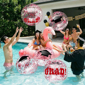 Vertintong graduation ball 16in with congrats text, ideal party decor for grads.