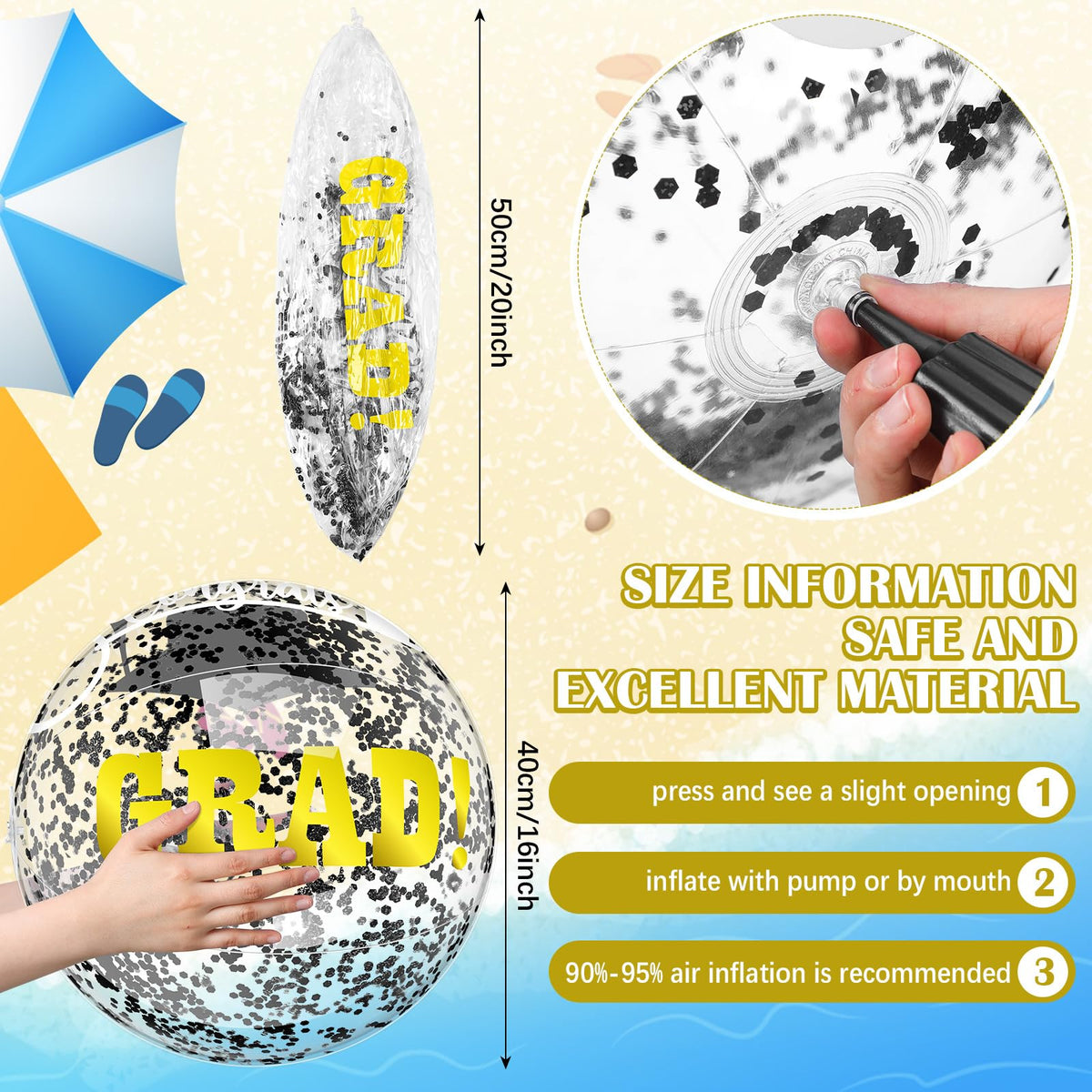 Vertintong graduation ball with congrats text for party signage