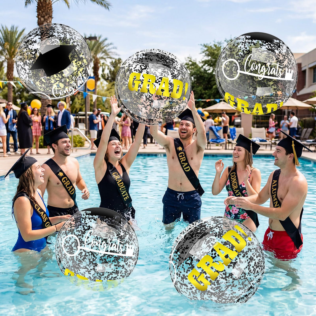 Vertintong graduation beach ball 16 inch cap for festive pool decor