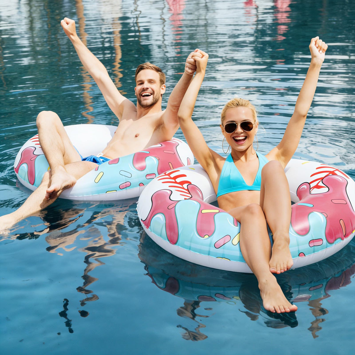 Vertintong multicolor design adds vibrant vibes to any beach gathering.