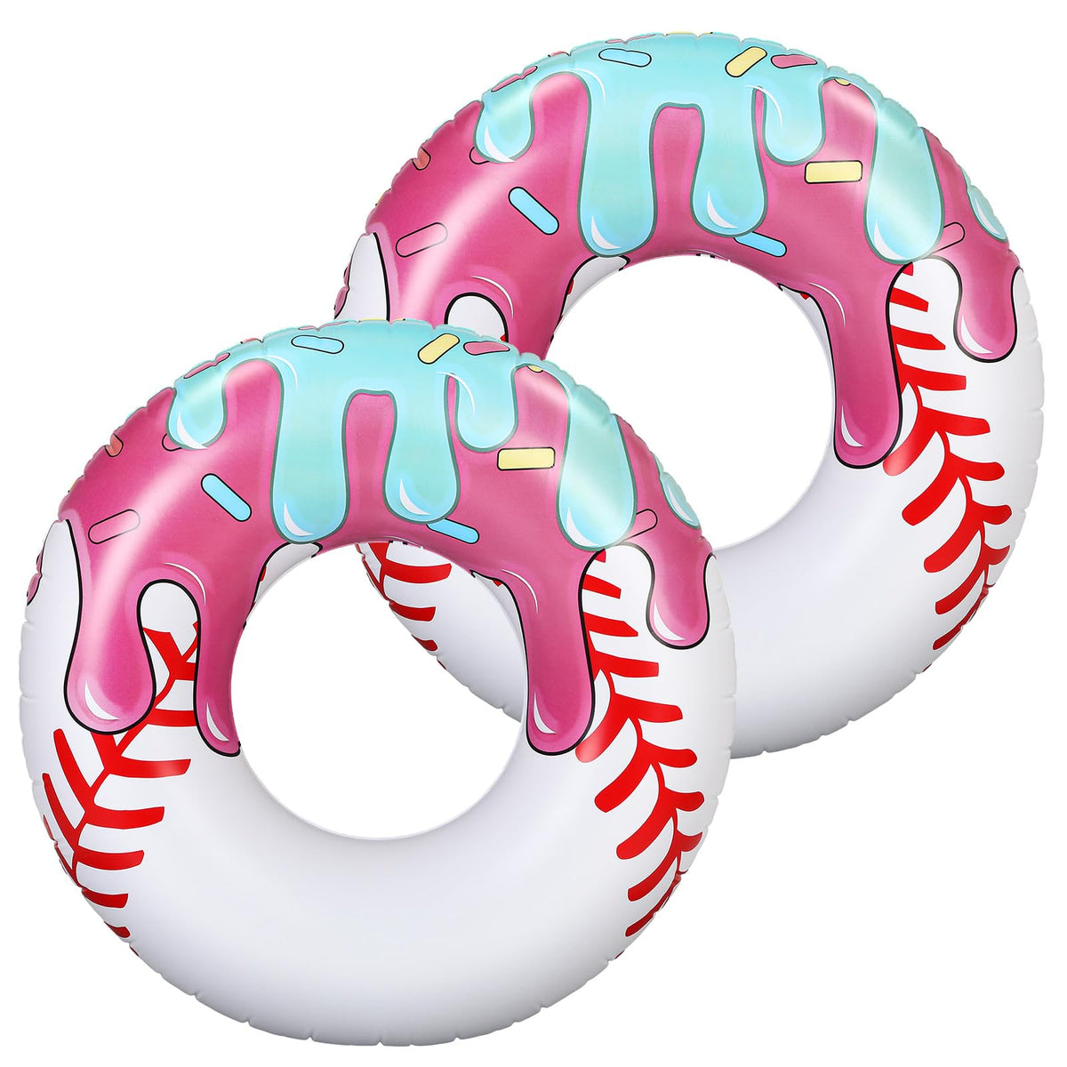 Vertintong ice cream drip baseball pool float pink blue perfect for festive pool parties.
