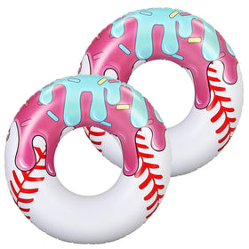 Vertintong ice cream drip baseball pool float pink blue perfect for festive pool parties.