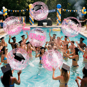 Vertintong pink grad ball set, 16-inch size, vibrant party décor for graduation celebrations.