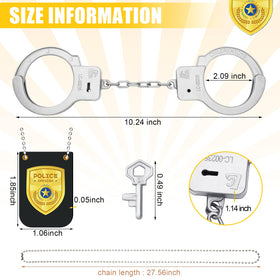Vertintong police handcuffs 26 cm for authentic lockdown-style playtime.