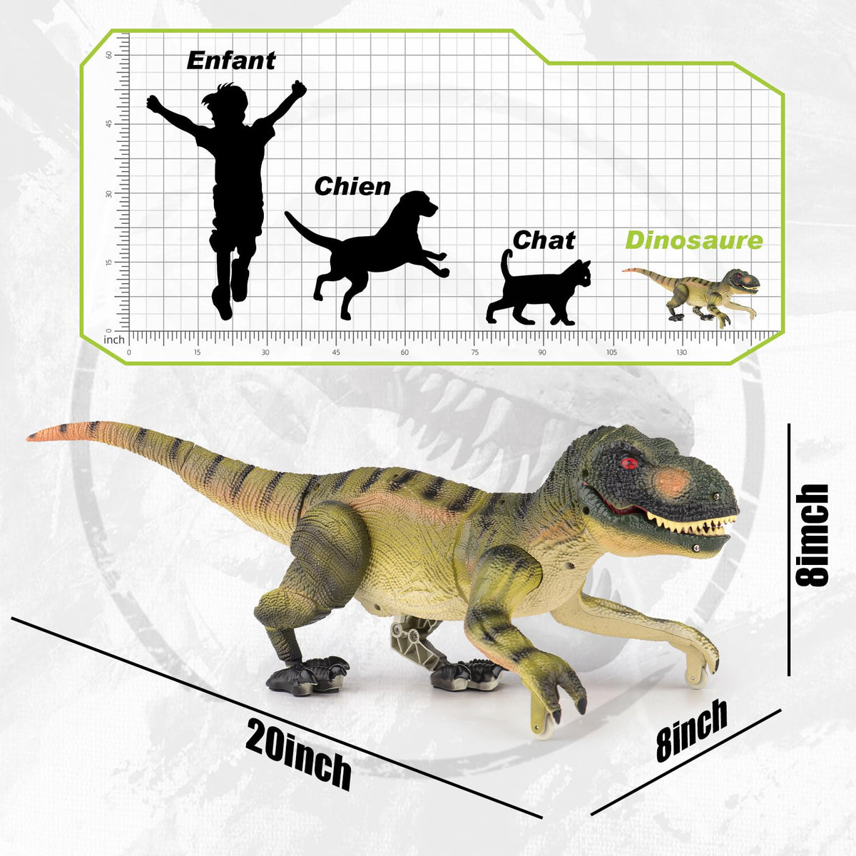 VERTOY RC dino roaring action with lifelike roars for storytelling.