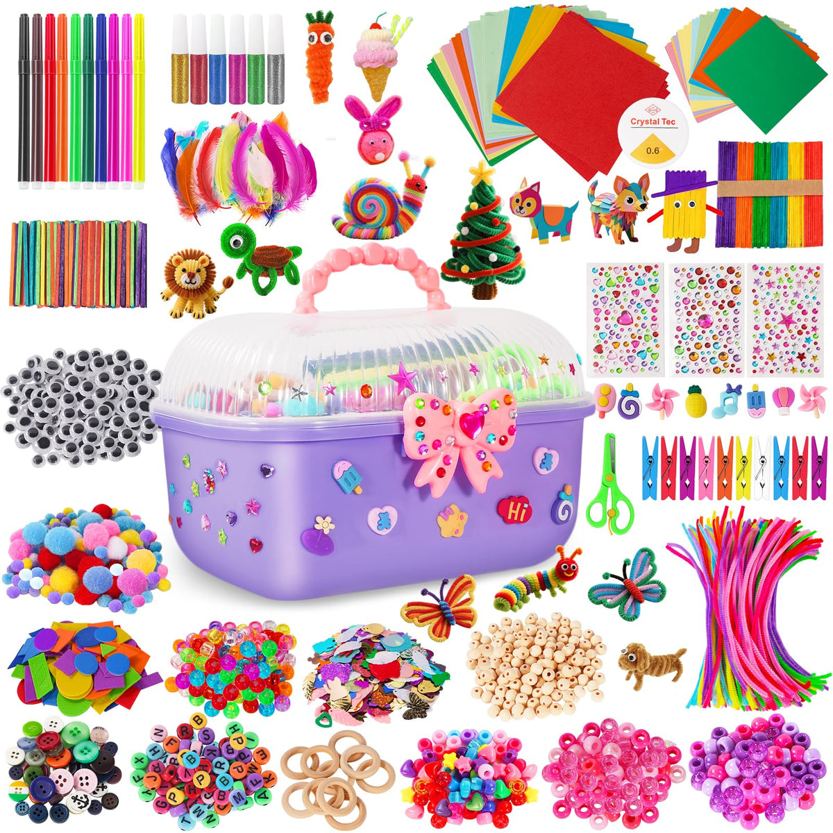 VERYHDSN craft box large keeps arts and crafts organized.
