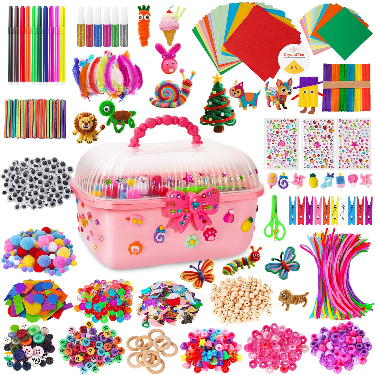 VeryHDSN large craft box keeps supplies neatly organized for easy crafting sessions.