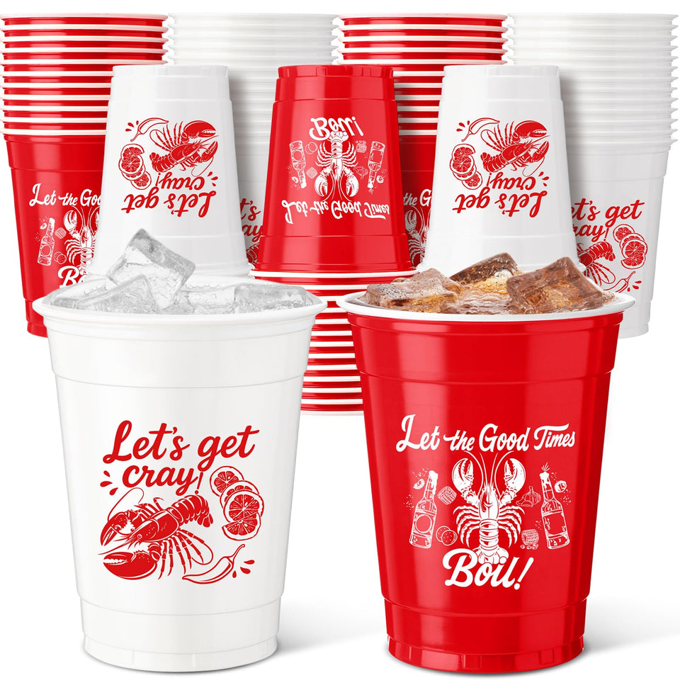Vesici crawfish boil cups with seafood design for backyard parties