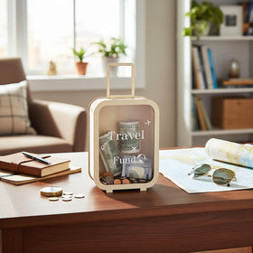 Vesici Travel Fund Box in room decor showcasing functional storage