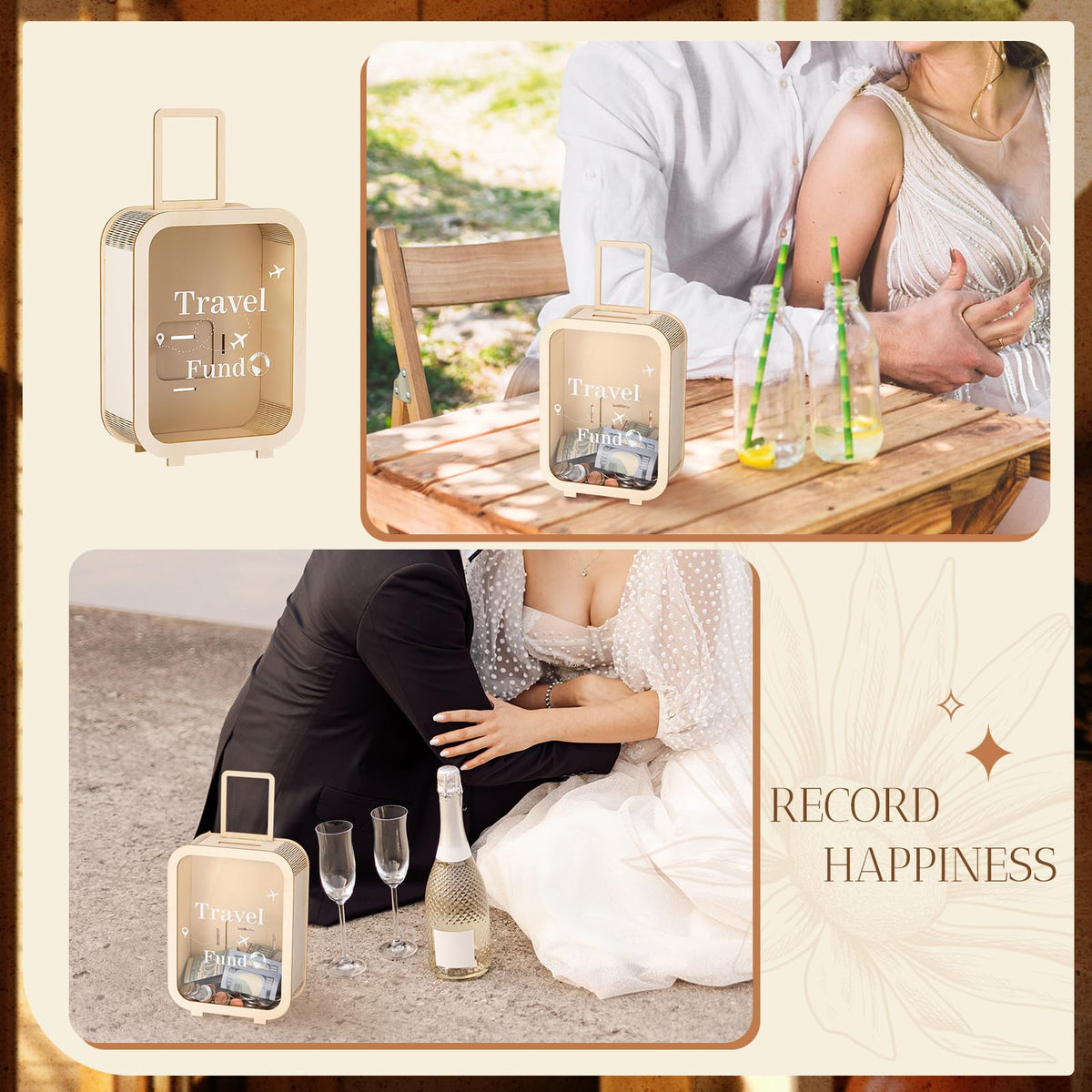 Vesici Travel Fund Box wedding gift design for couples