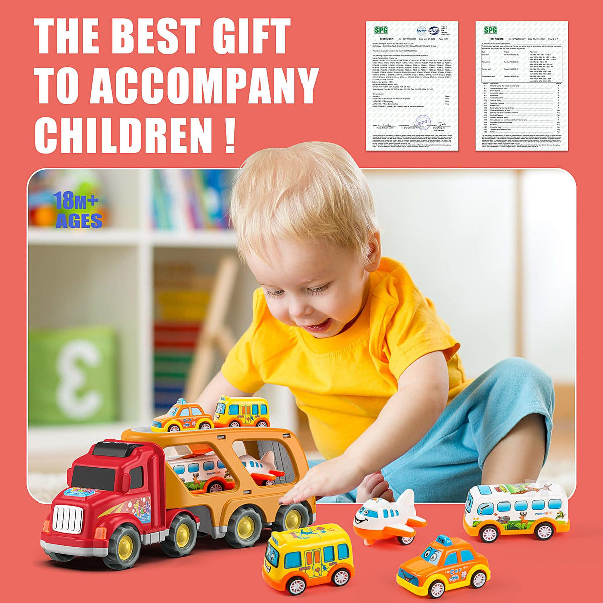 Veslier 5-in-1 truck toy with mini cars inside fosters imaginative play.