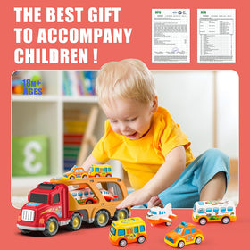 Veslier 5-in-1 truck toy with mini cars inside fosters imaginative play.