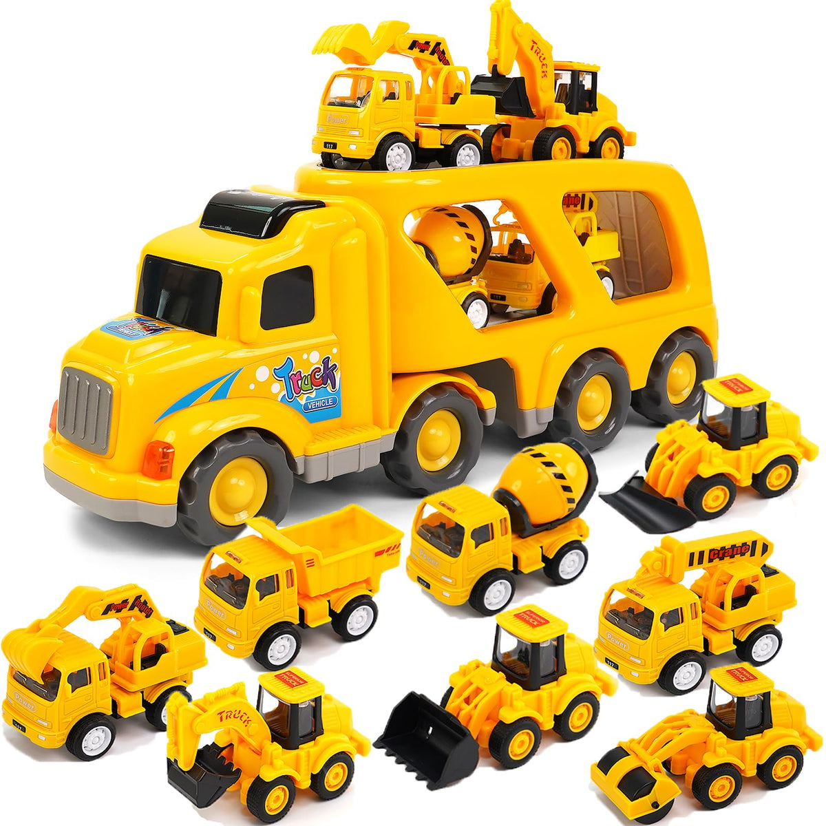 Veslier 9-in-1 construction truck toy front view promotes imaginative play and engineering curiosity.