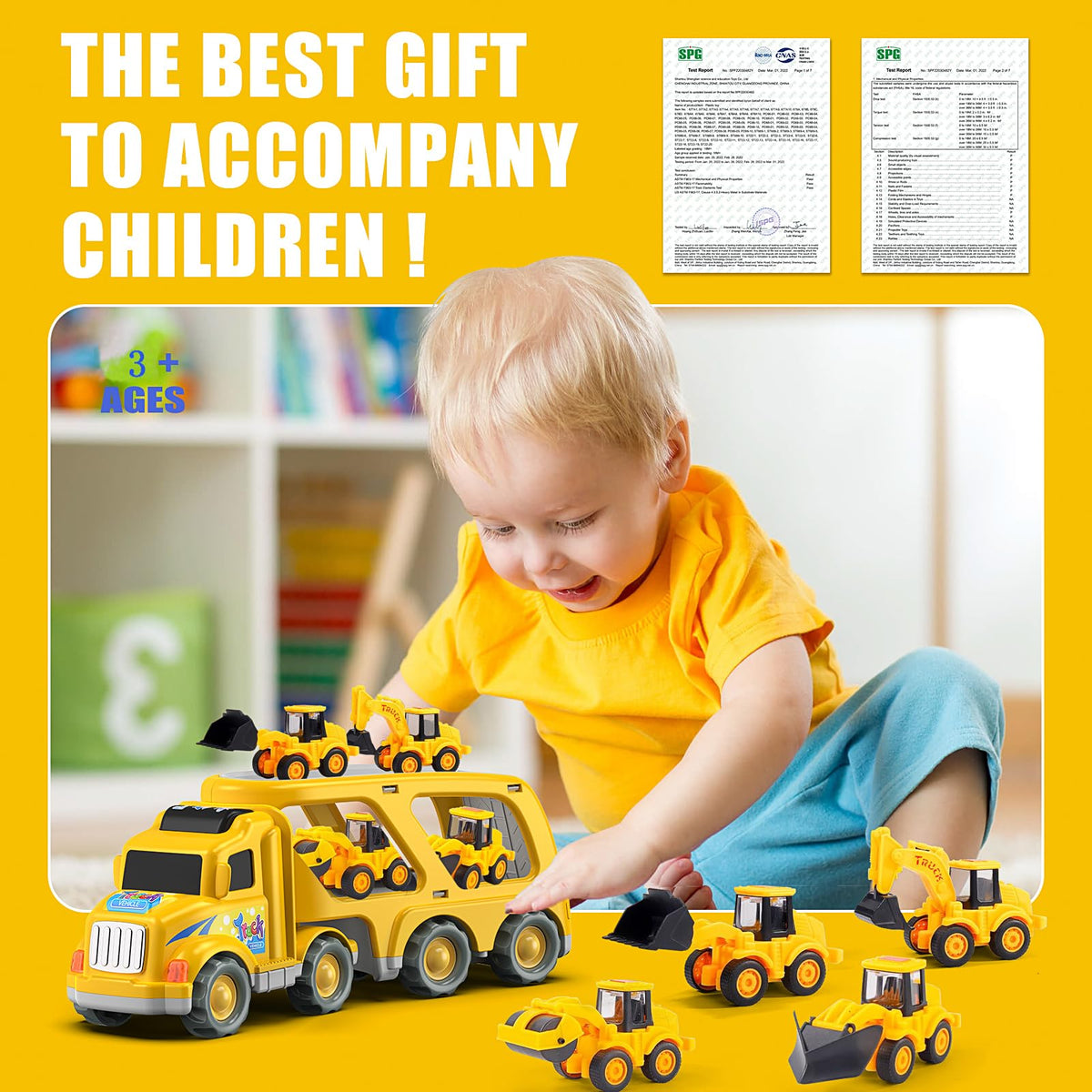 Veslier 9-in-1 construction truck toy packaging ready for gifting and storage.