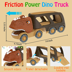 Durable Veslier BPA-free ABS plastic dino truck withstands rough play.