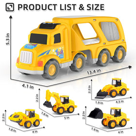 Veslier construction truck toy side view highlights sturdy grip for little hands during pretend builds.