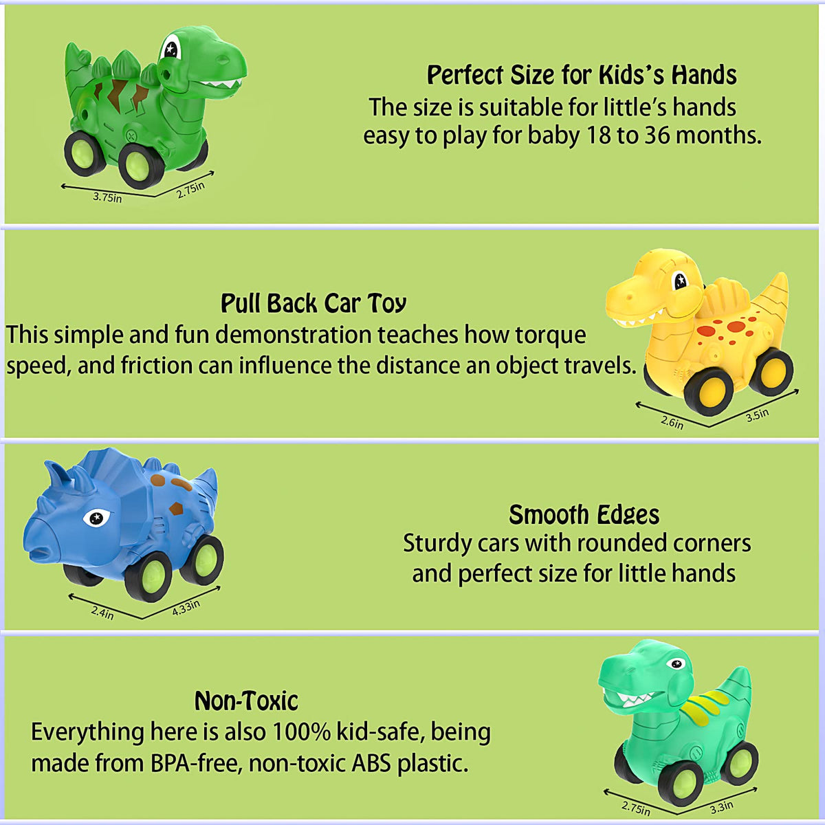 Veslier pull-back dino car 2 encourages active, hands-on play