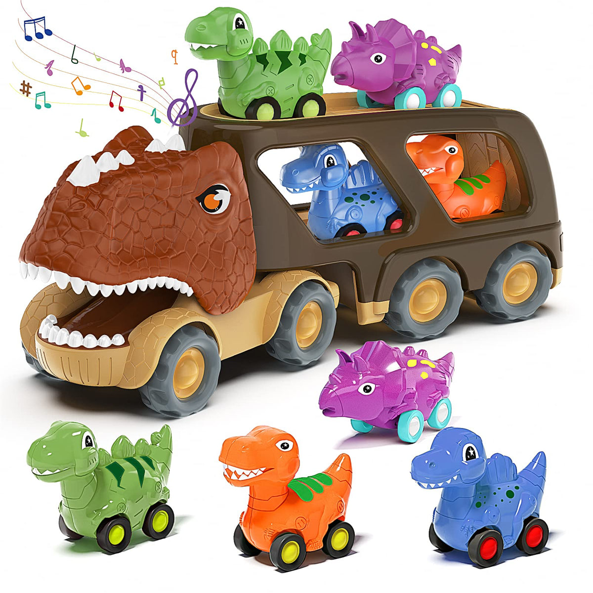 Veslier dinosaur truck with friction-action for push-and-go play.