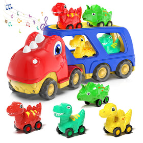 Veslier dinosaur truck front view boosts imaginative play for toddlers