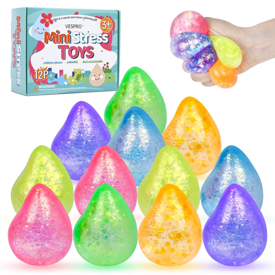 VESPRO 12-pack colorful stress balls for easy grip and relief