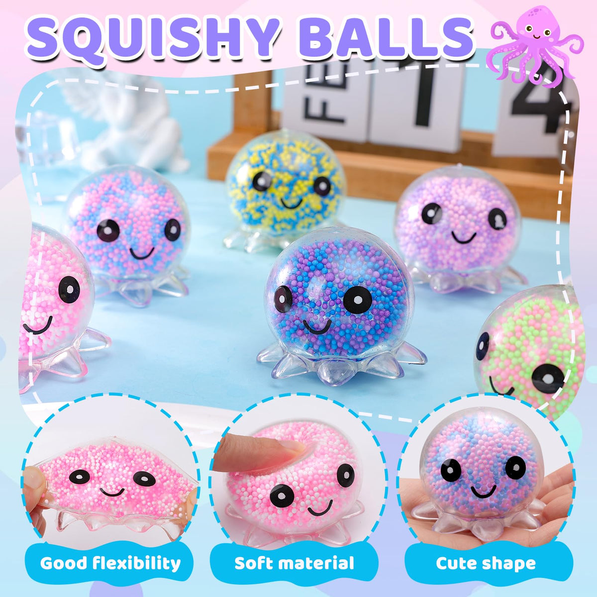 VESPRO Octopus Fidget Ball with bright colors for focus and fun