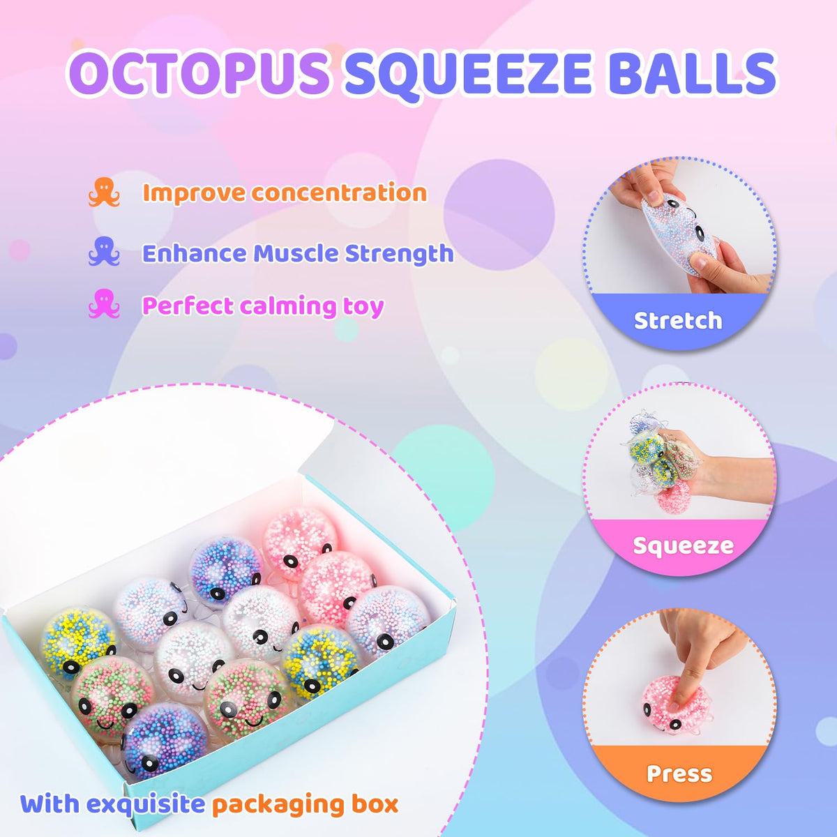 VESPRO Octopus Fidget Ball compact pocket-size for on the go relief