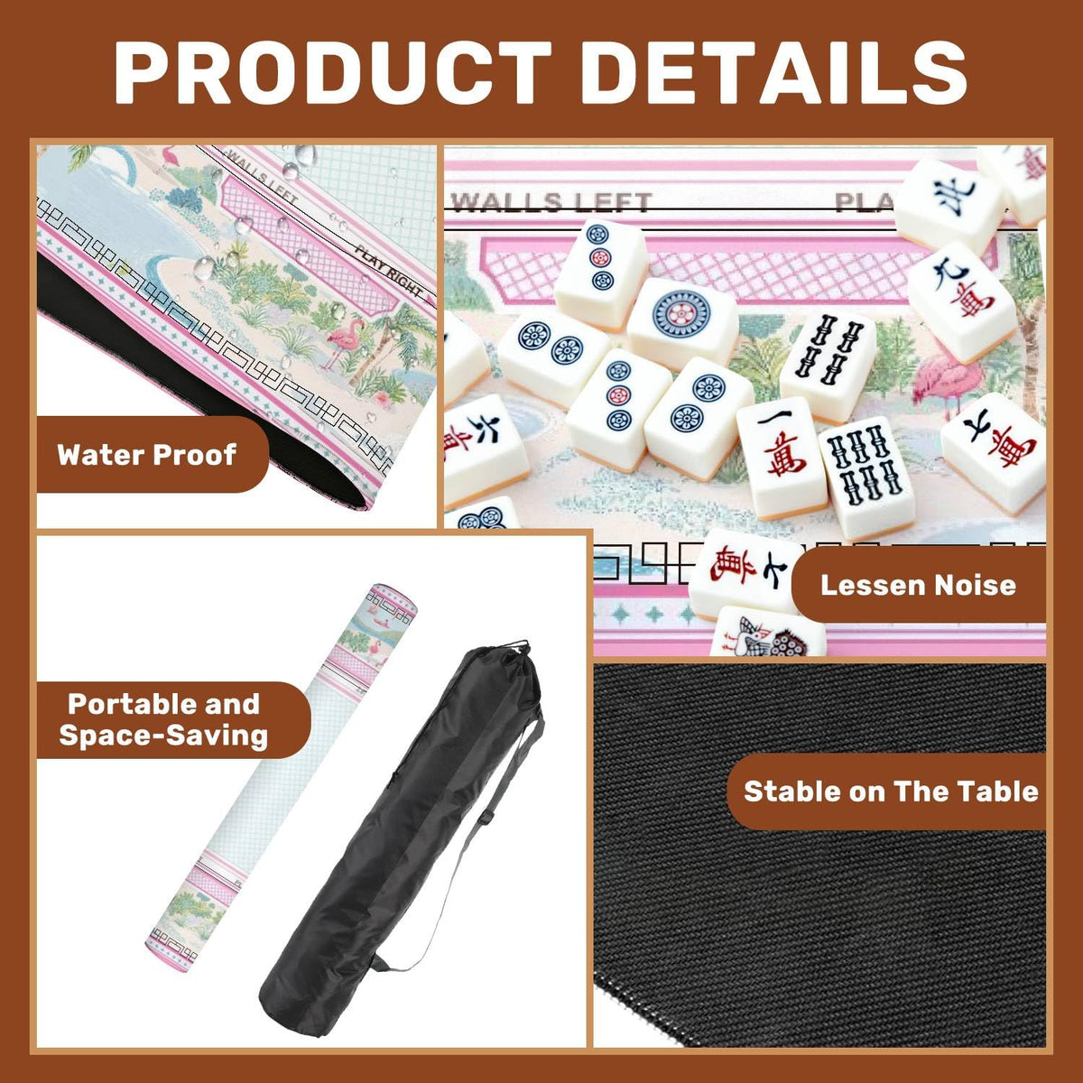 VETEB mahjong mat noise-reduction design softens tile clacks
